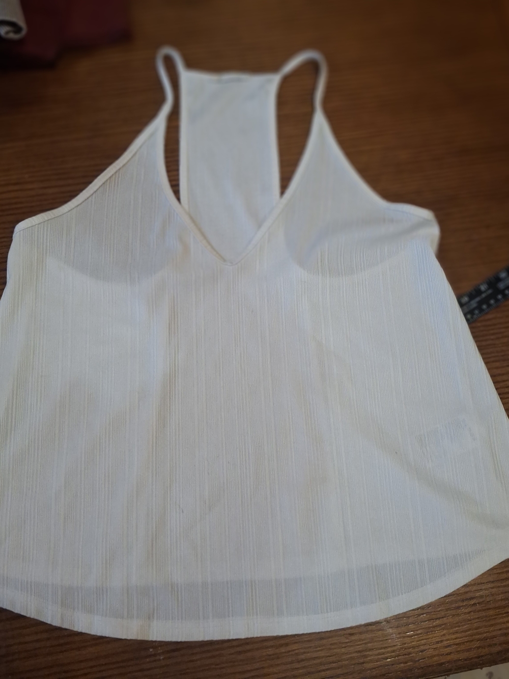 Lightweight White Ribbed V-Neck Racerback Tank - Picture 2 of 9